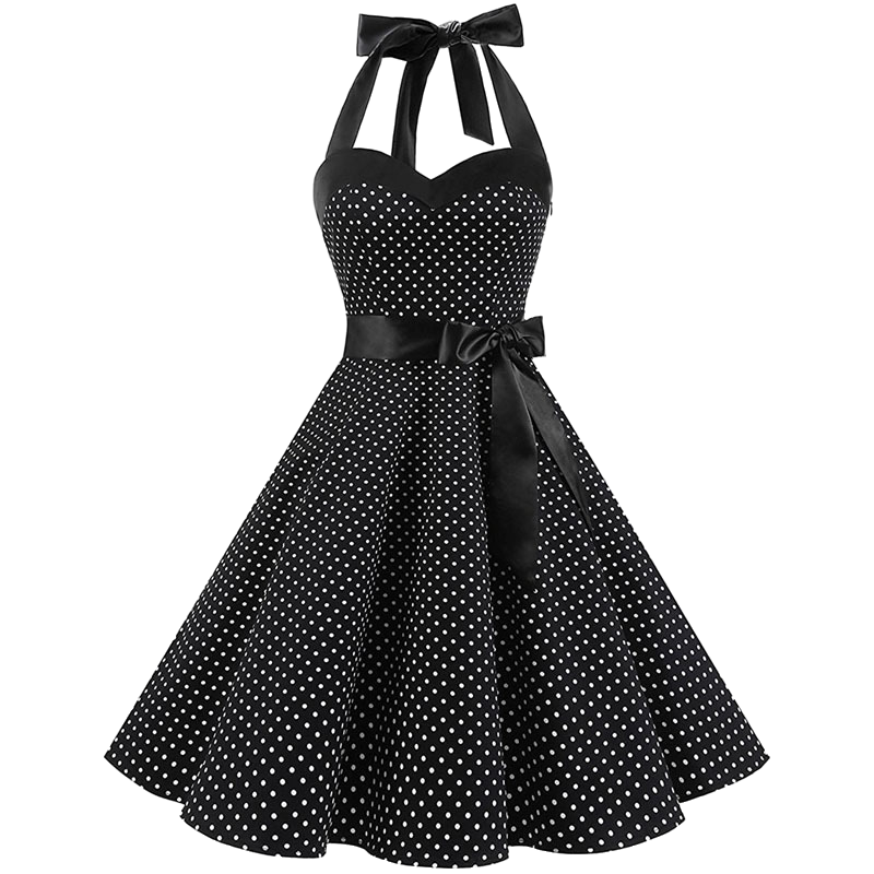 Women Polka Dot Print Summer Dress Sexy Retro White Halter Vintage Robe Femme Pin Up Rockabilly Par 10