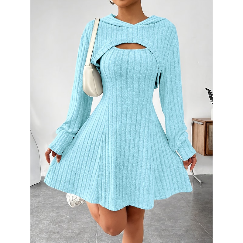 Womens Ribbed Knitted Vest Dress Short Sleeve Top Slim Fit TwoPiece Set For Fall And Winter 0