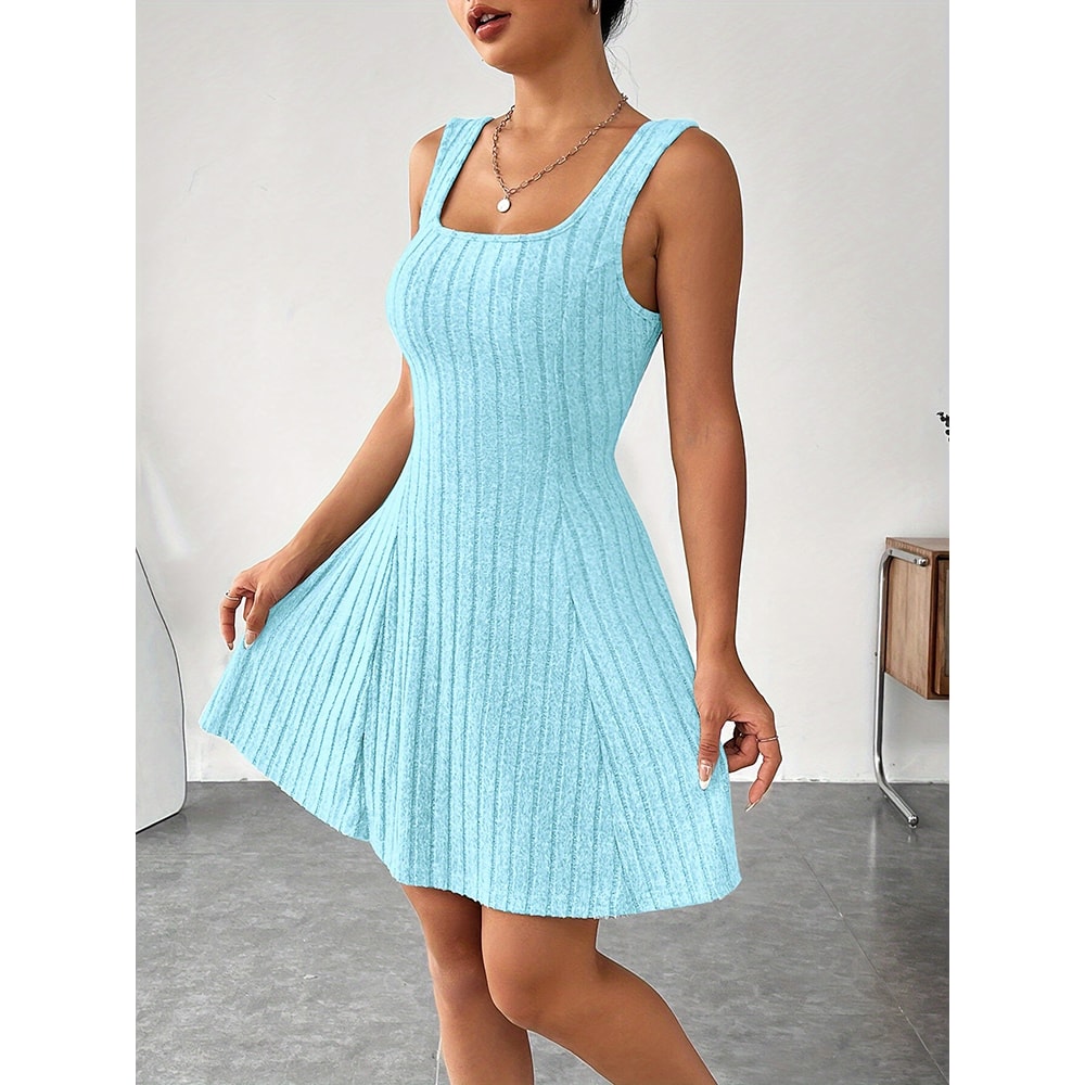 Womens Ribbed Knitted Vest Dress Short Sleeve Top Slim Fit TwoPiece Set For Fall And Winter 5