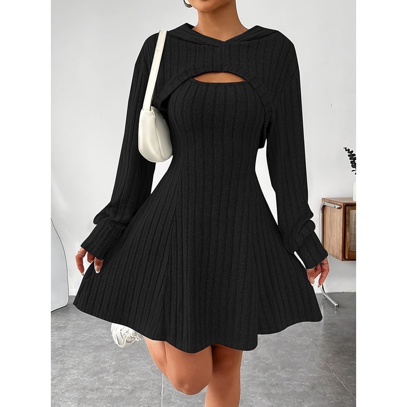 Womens Ribbed Knitted Vest Dress Short Sleeve Top Slim Fit TwoPiece Set For Fall And Winter 3