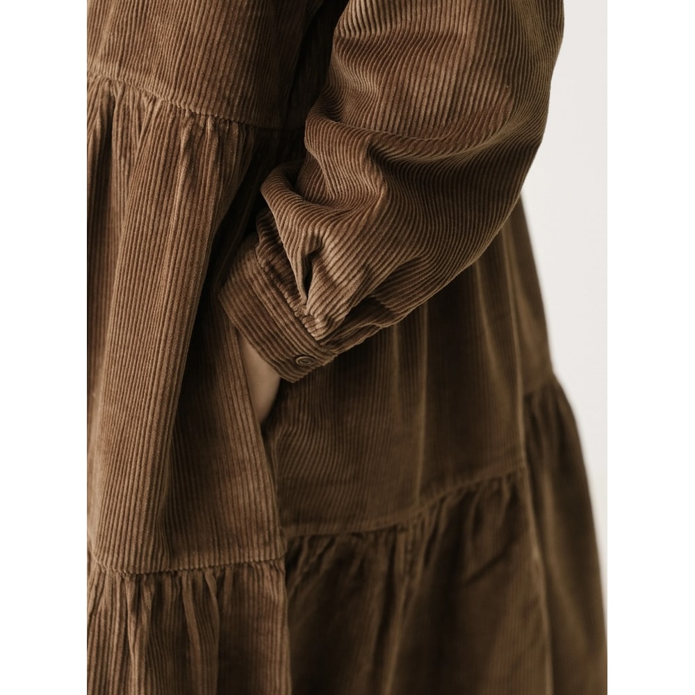 Casual Dresses Fashion Female Vestidos, Long Sleeve A-line Autumn Winter Corduroy Dress