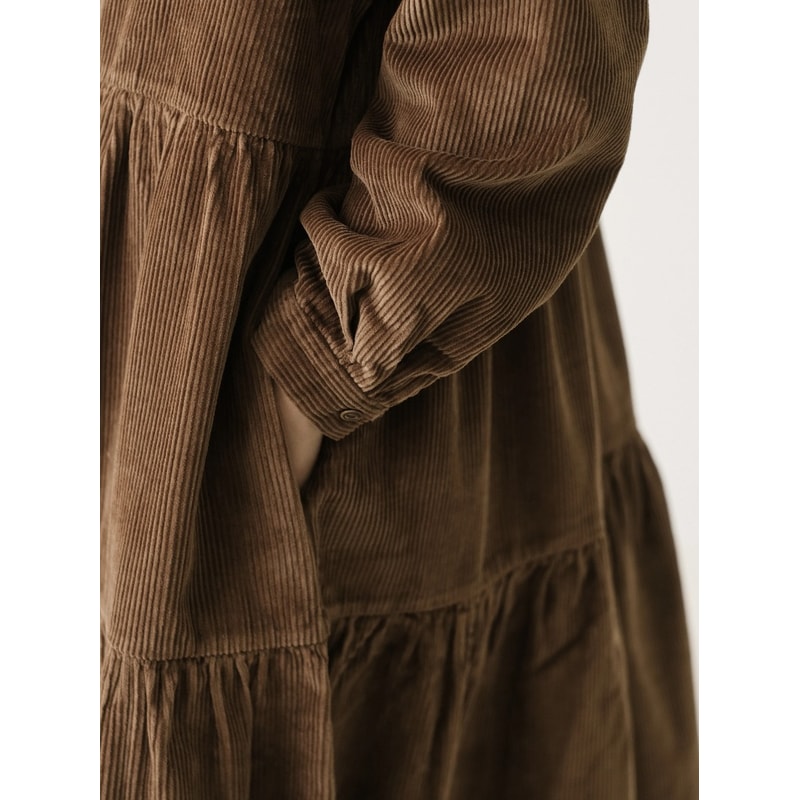 Casual Dresses Fashion Female Vestidos, Long Sleeve A-line Autumn Winter Corduroy Dress