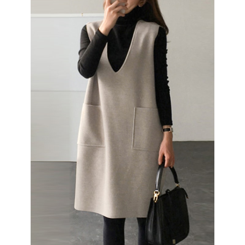 Loose Sleeveless Apron Dress Vintage Women Corduroy Casual Holiday Oversize 5