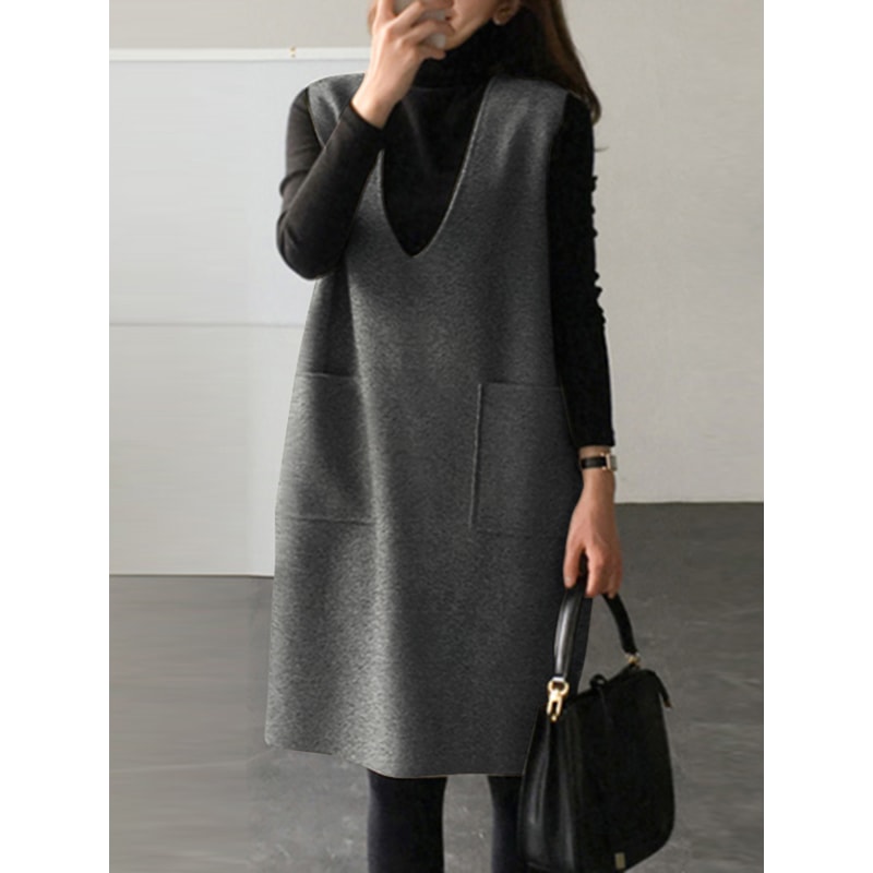 Loose Sleeveless Apron Dress Vintage Women Corduroy Casual Holiday Oversize 7