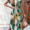 Chic Belted BatwingSleeved Dress With Geometric Patterns Perfect For Spring And Summer 0