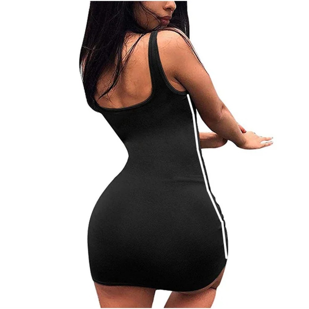 Summer Women Casual Sheath Dress Sexy Spaghetti Strap Sleeveless Slim Dress Stretchy Vestidos For L 3