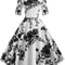 Half Sleeve Black Summer Women Dress Floral Print Vintage Party Dresses Casual Retro ALine Vestidos