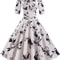Half Sleeve Black Summer Women Dress Floral Print Vintage Party Dresses Casual Retro ALine Vestidos