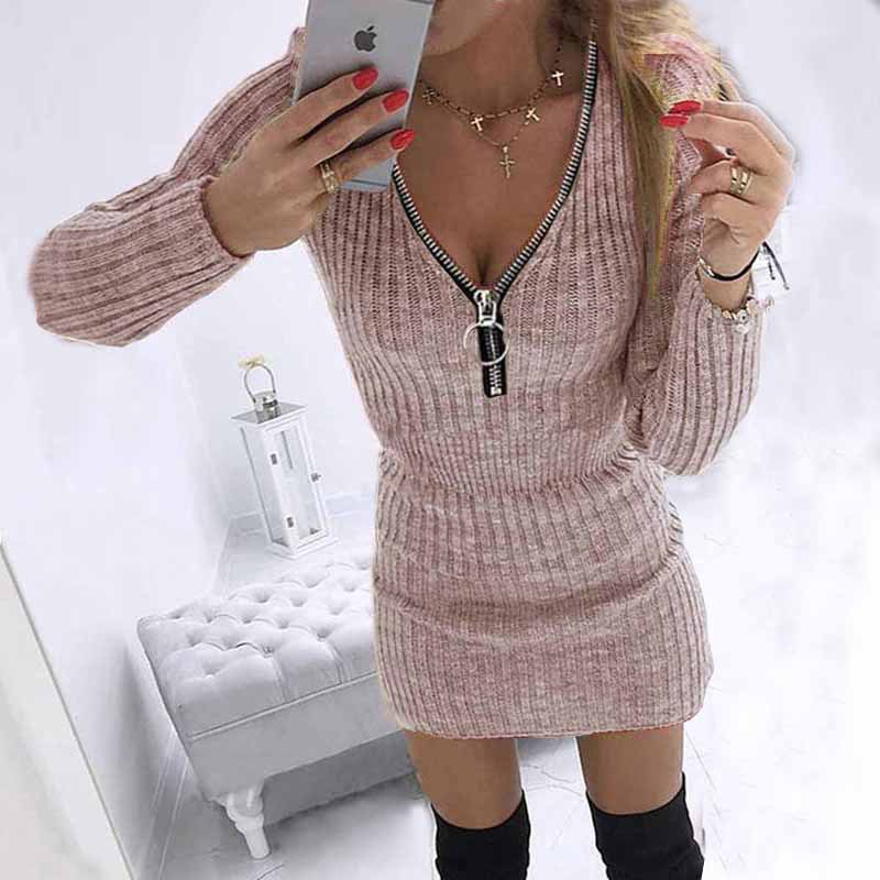 Casual Dresses Long Sleeve Knitting Fashionable Vestidos For Women 2