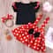 Minnie Mouse Girl Set Summer Birthday Costume Baby Clothing Set With Polka Dot Suspender Skirt And 2