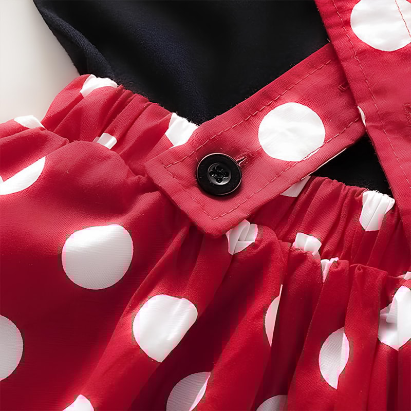 Minnie Mouse Girl Set Summer Birthday Costume Baby Clothing Set With Polka Dot Suspender Skirt And 5