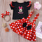 Minnie Mouse Girl Set Summer Birthday Costume Baby Clothing Set With Polka Dot Suspender Skirt And 6
