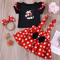 Minnie Mouse Girl Set Summer Birthday Costume Baby Clothing Set With Polka Dot Suspender Skirt And 7