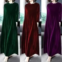 autumn spring elegant long sleeve velvet dress, slimming tummy covering, puffy collar, princess sleeve