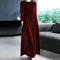 Autumn Spring Elegant Long Sleeve Velvet Dress, Slimming Tummy Covering, Puffy Collar, Princess Sleeve