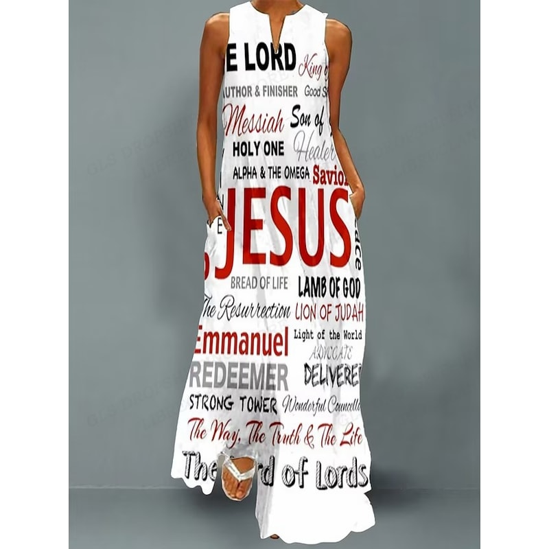 Christian Jesus Dress Women Fashion Casual Maxi Long Party Evening Dresses Letter Print Sundress Lu 1