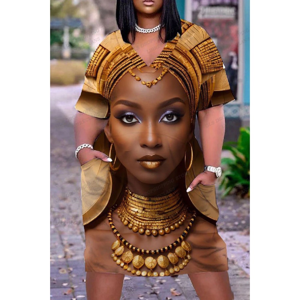 Elegant Loose VNeck Short Sleeve Women Dress For Beach Parties 0