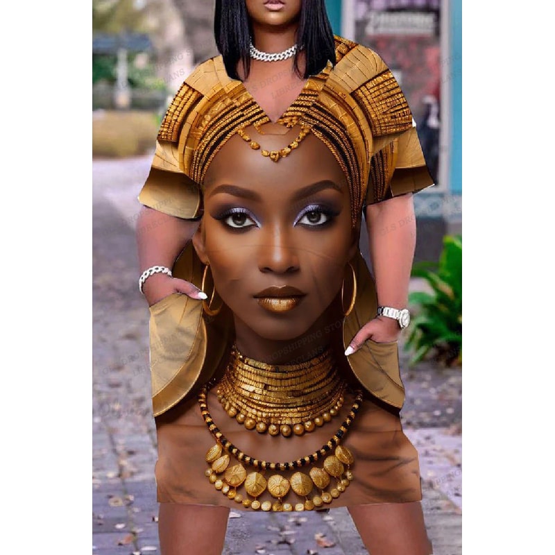 Elegant Loose VNeck Short Sleeve Women Dress For Beach Parties 0