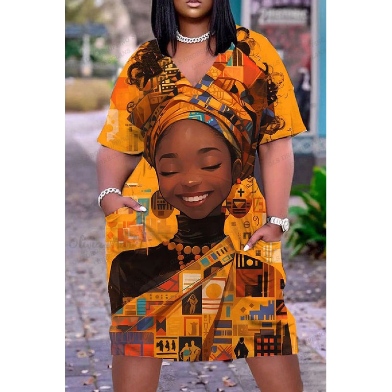 Elegant Loose VNeck Short Sleeve Women Dress For Beach Parties 1