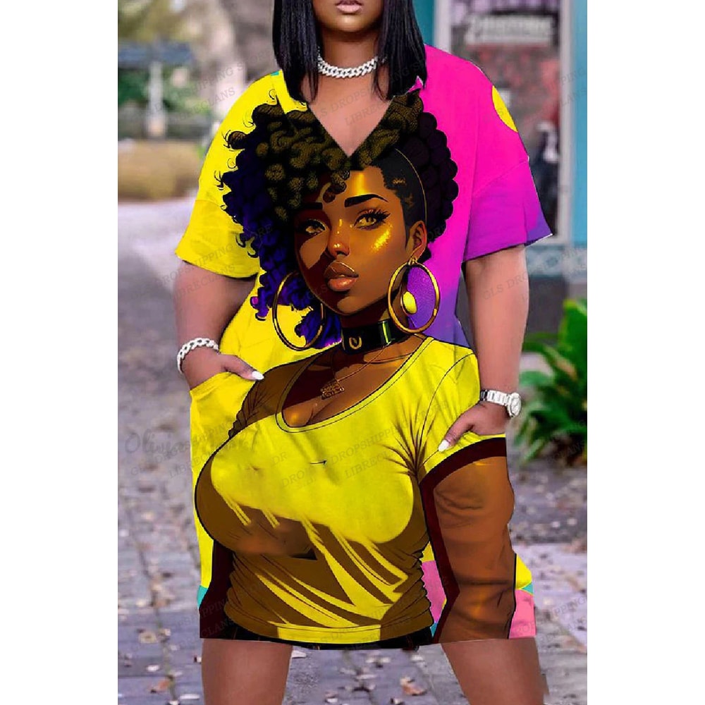 Elegant Loose VNeck Short Sleeve Women Dress For Beach Parties 3