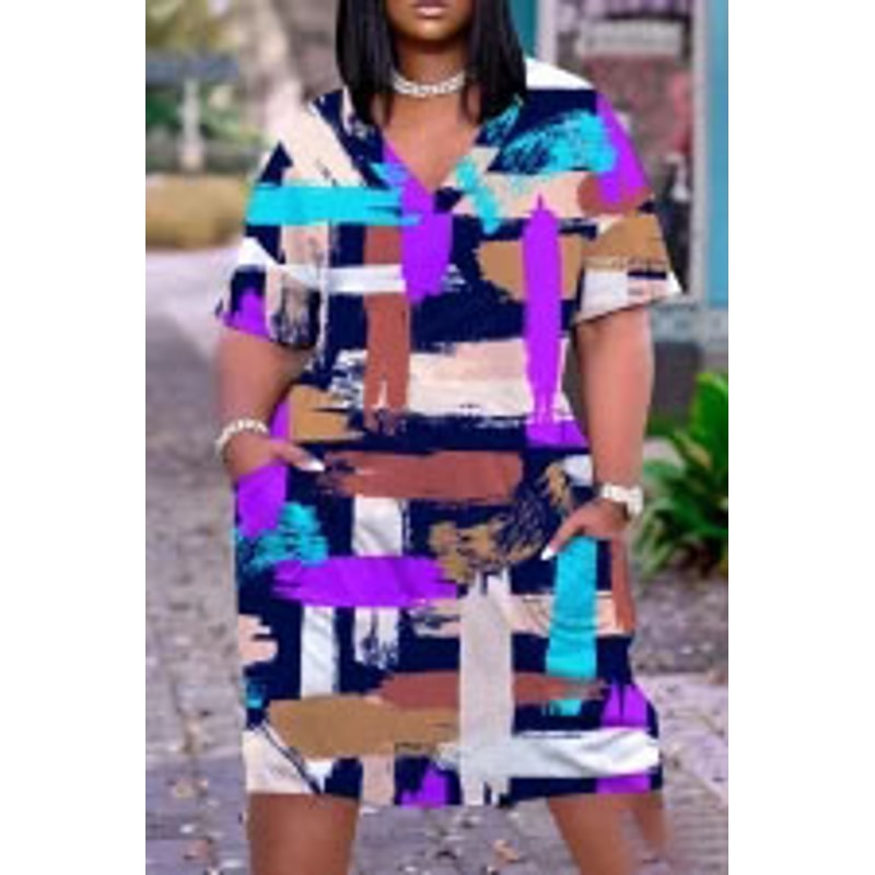 Elegant Loose VNeck Short Sleeve Women Dress For Beach Parties 5