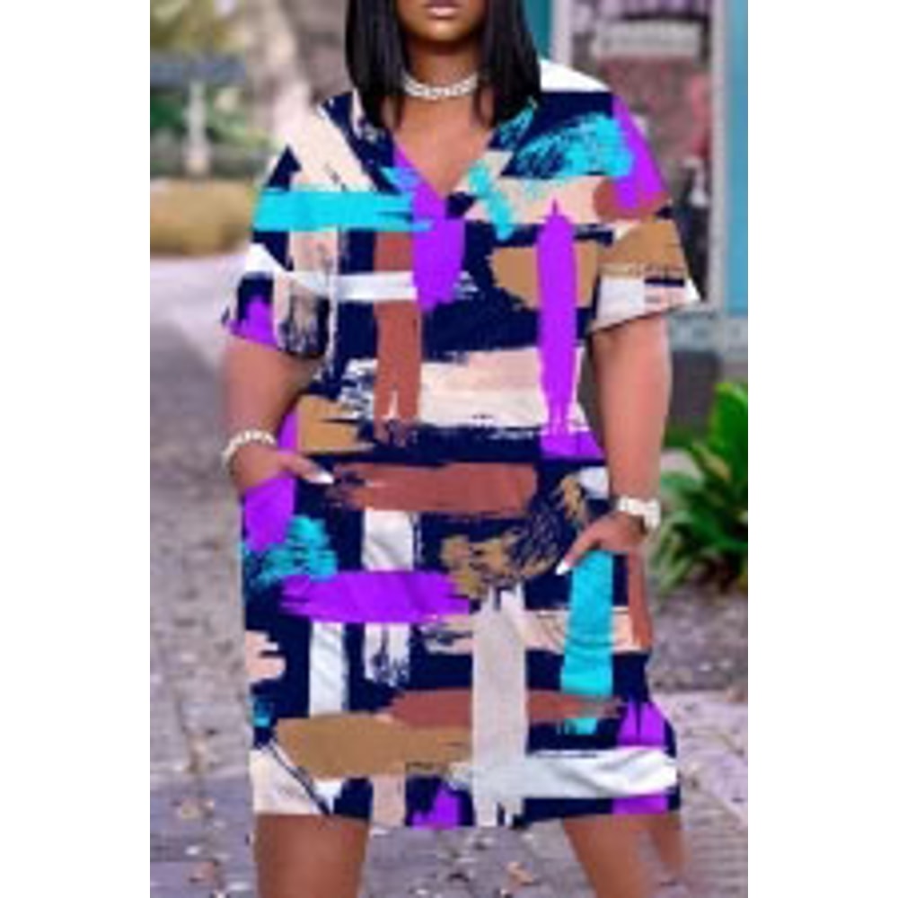 Elegant Loose VNeck Short Sleeve Women Dress For Beach Parties 8