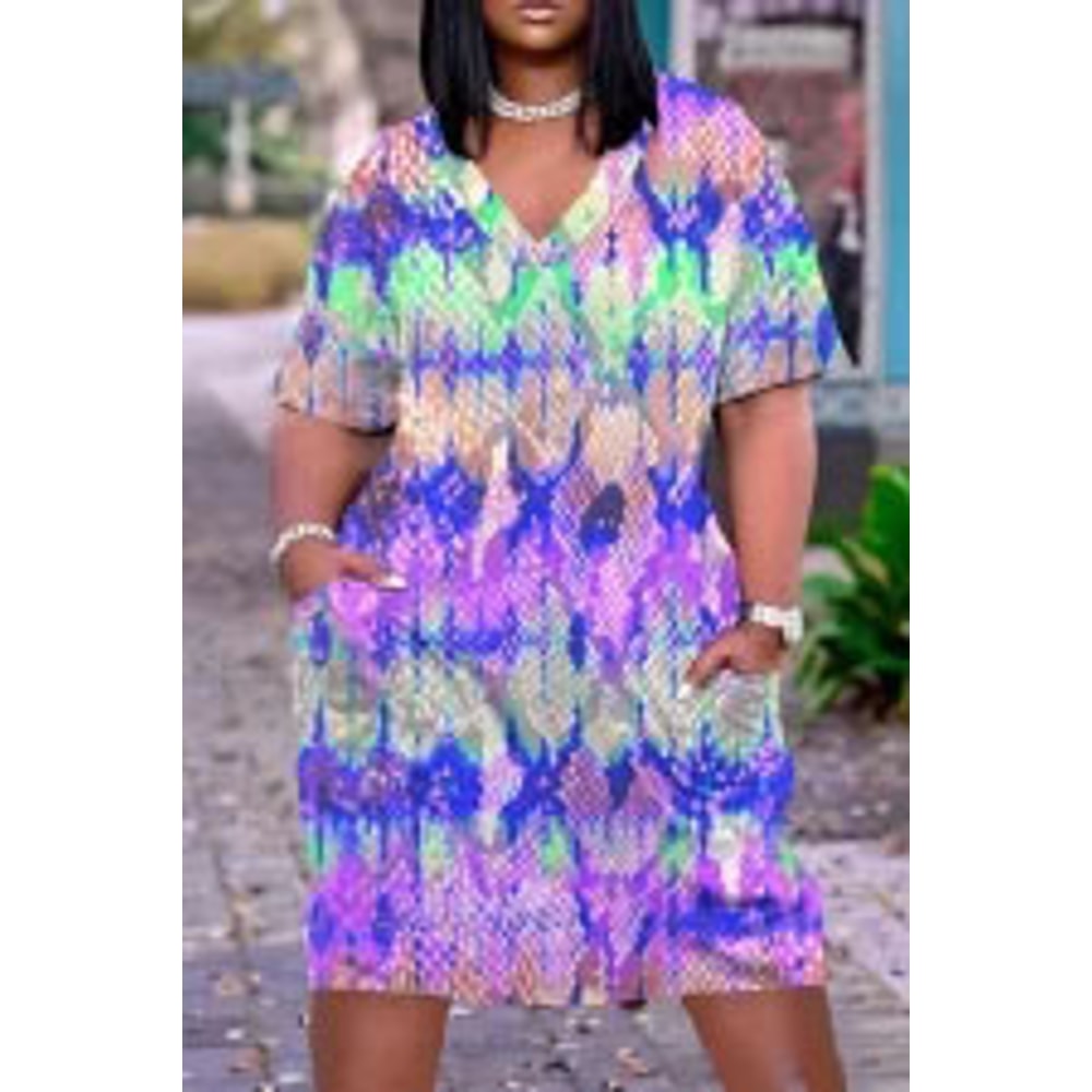 Elegant Loose VNeck Short Sleeve Women Dress For Beach Parties 7