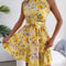Summer Vintage Boho Maxi Long Dress Womens Floral Print Dress With Tie Belt Ruffle Hem Flared Swi 2