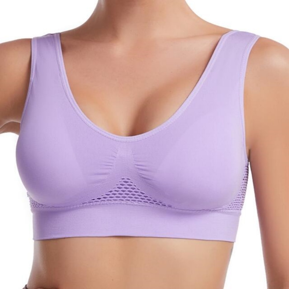 BreatheFit Sports Bra For Women Shockproof Wireless Yoga Bra With Breathable Air Mesh Support 0