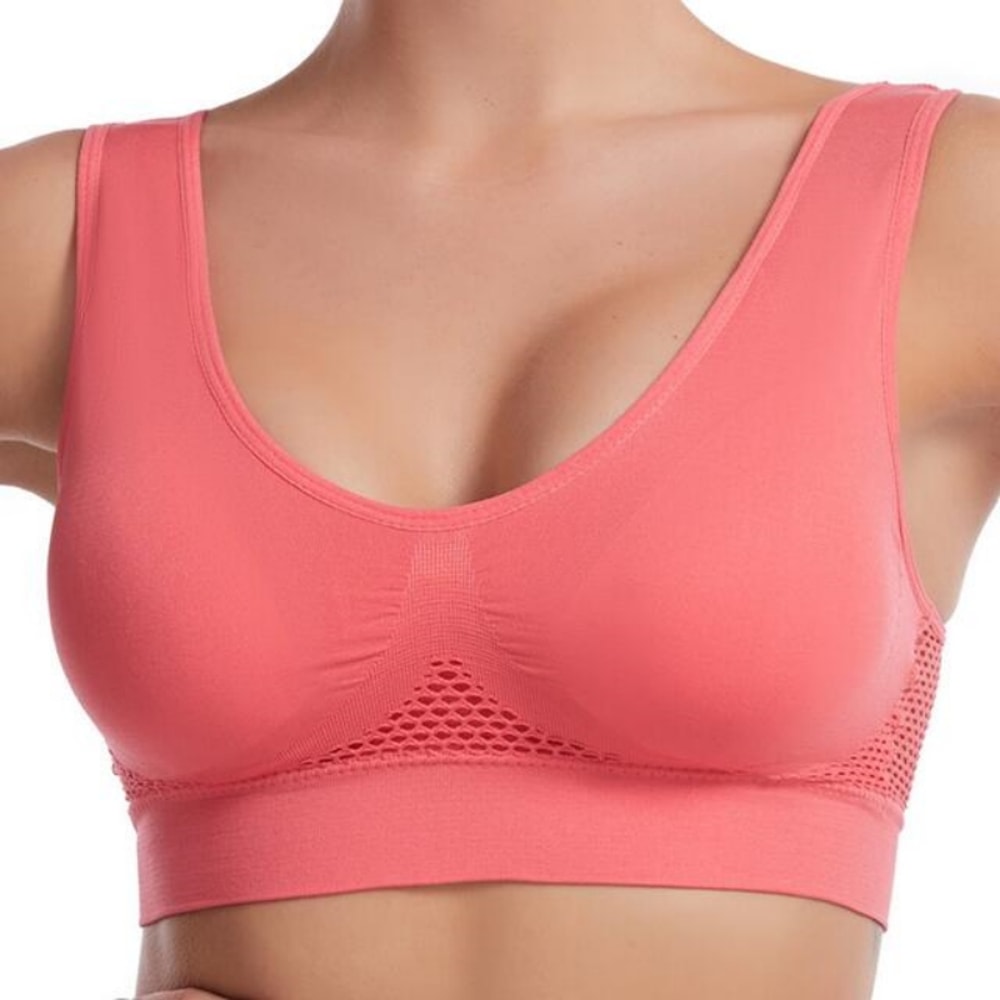BreatheFit Sports Bra For Women Shockproof Wireless Yoga Bra With Breathable Air Mesh Support 1