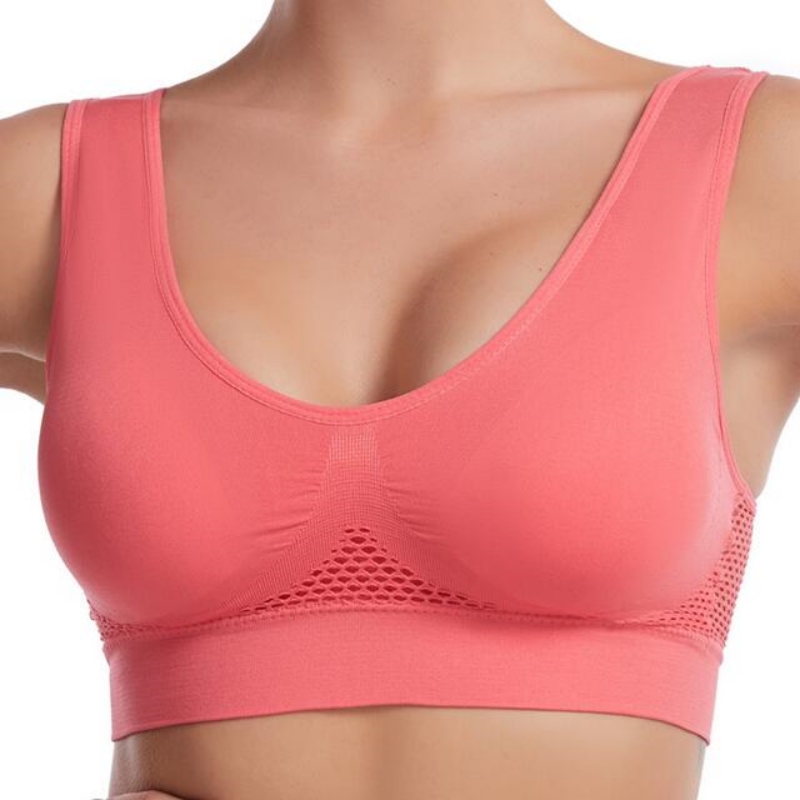 BreatheFit Sports Bra For Women Shockproof Wireless Yoga Bra With Breathable Air Mesh Support 1