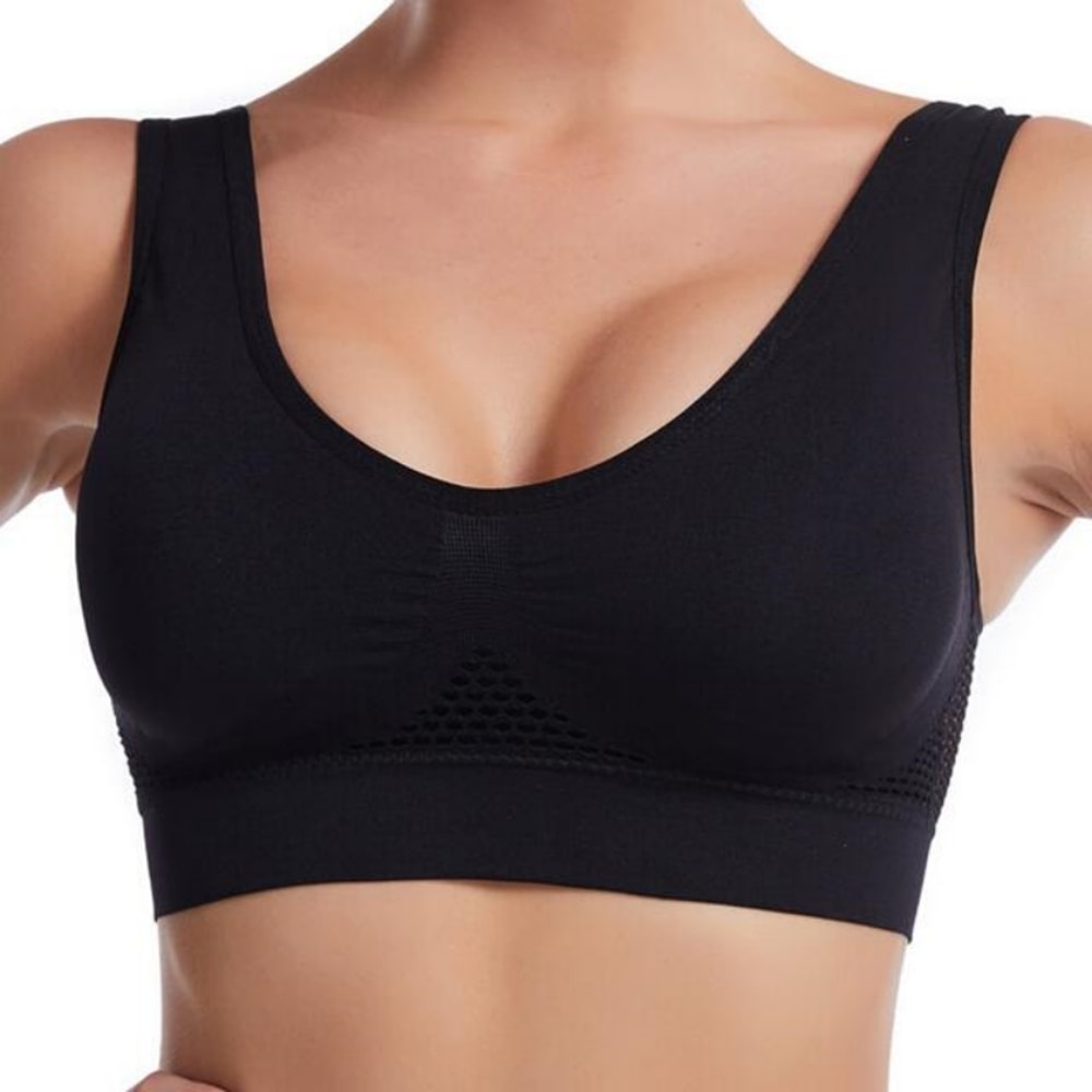 BreatheFit Sports Bra For Women Shockproof Wireless Yoga Bra With Breathable Air Mesh Support 4