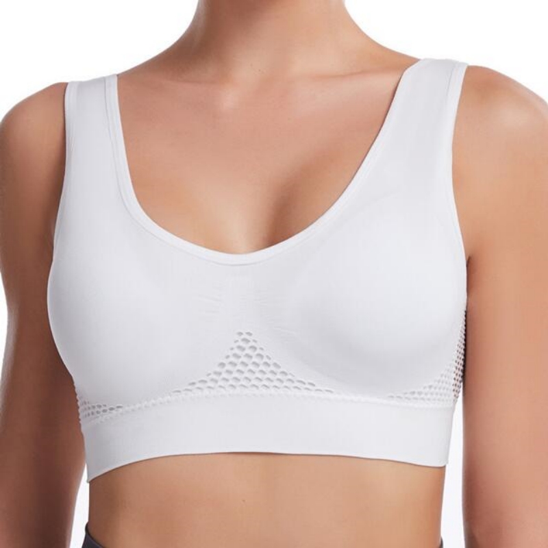 BreatheFit Sports Bra For Women Shockproof Wireless Yoga Bra With Breathable Air Mesh Support 5
