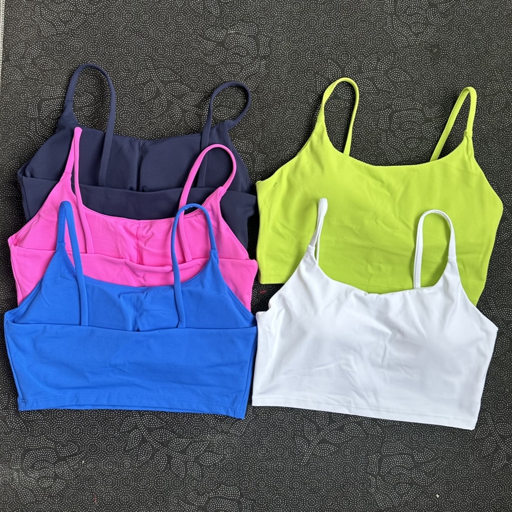 SoftFlex Padded Yoga Sports Bra For Women Lightweight Workout Bra With Spaghetti Straps 0