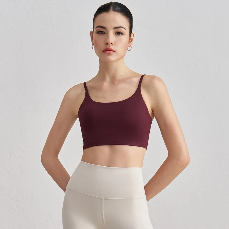 SoftFlex Padded Yoga Sports Bra For Women Lightweight Workout Bra With Spaghetti Straps 1