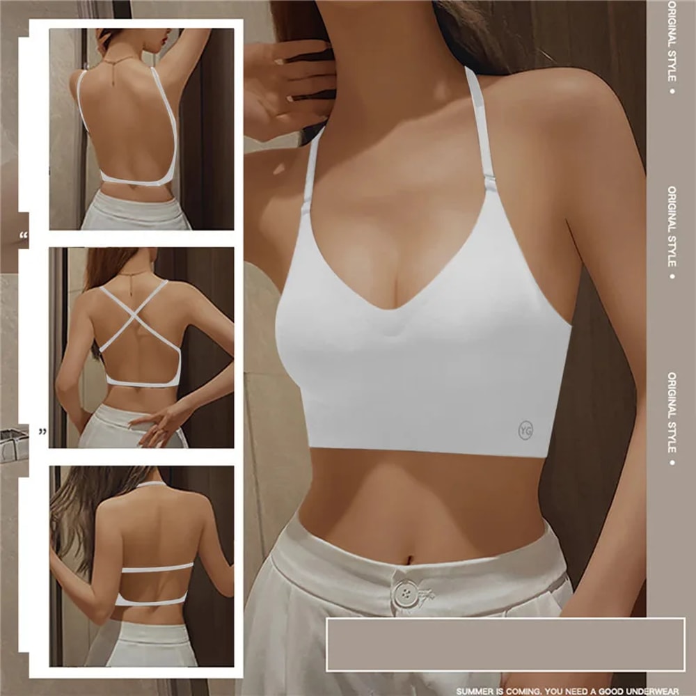 Deep U Plunge Invisible Bra for Backless Dresses Push Up Strapless Support