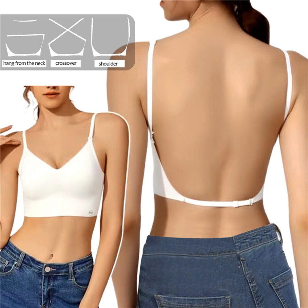 Deep U Plunge Invisible Bra for Backless Dresses Push Up Strapless Support