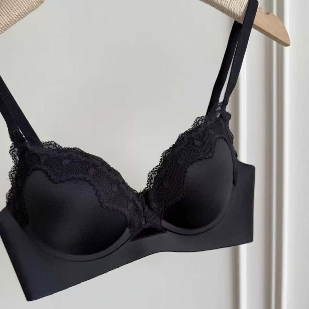 French Lace Push Up Bralette For Women Soft Wireless Comfort Bra 4