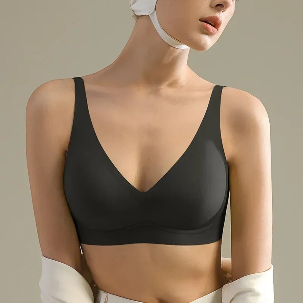 Seamless Wireless Push Up Bra for Women Soft Lift V Neck Bralette