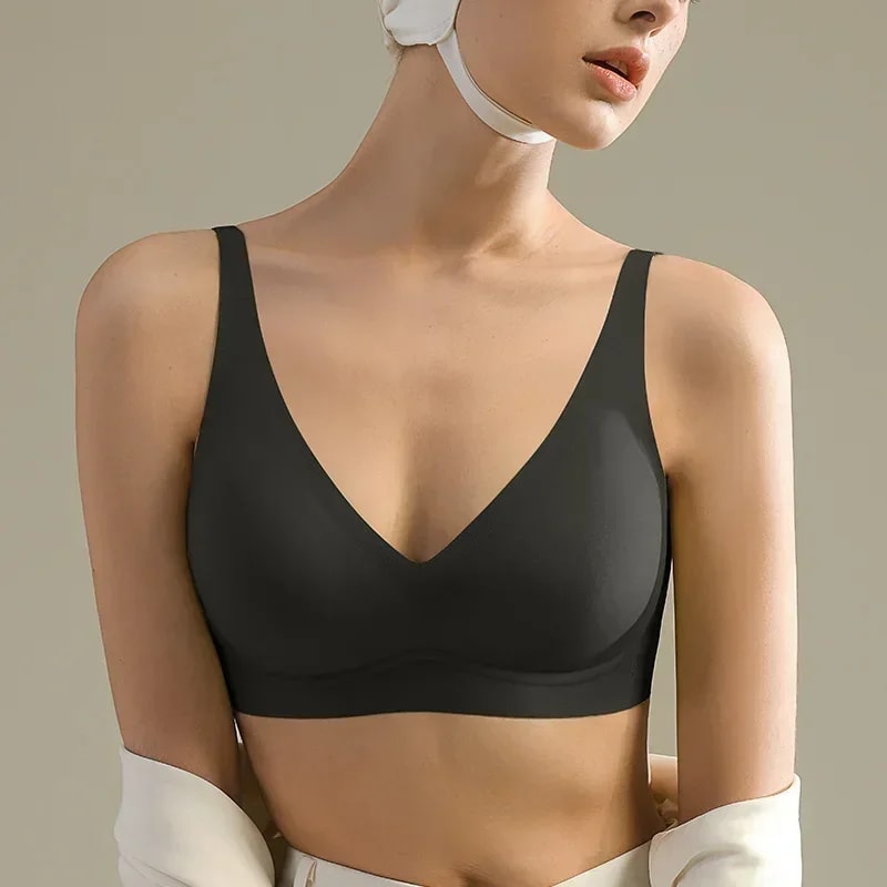 Seamless Wireless Push Up Bra for Women Soft Lift V Neck Bralette