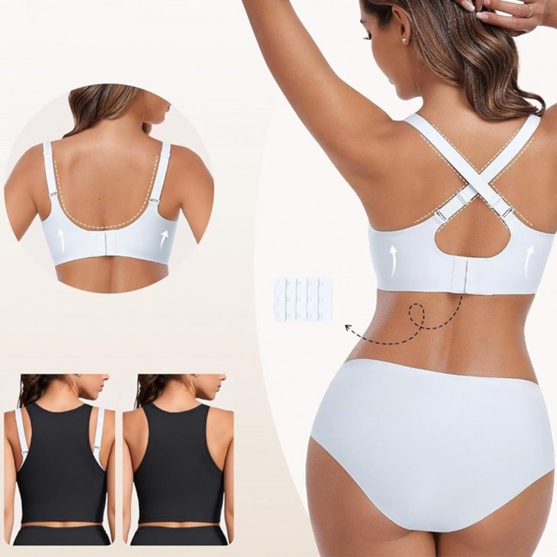 ComfortLift Deep V Wireless Bra Seamless Push Up TShirt Bra With Adjustable Straps 3