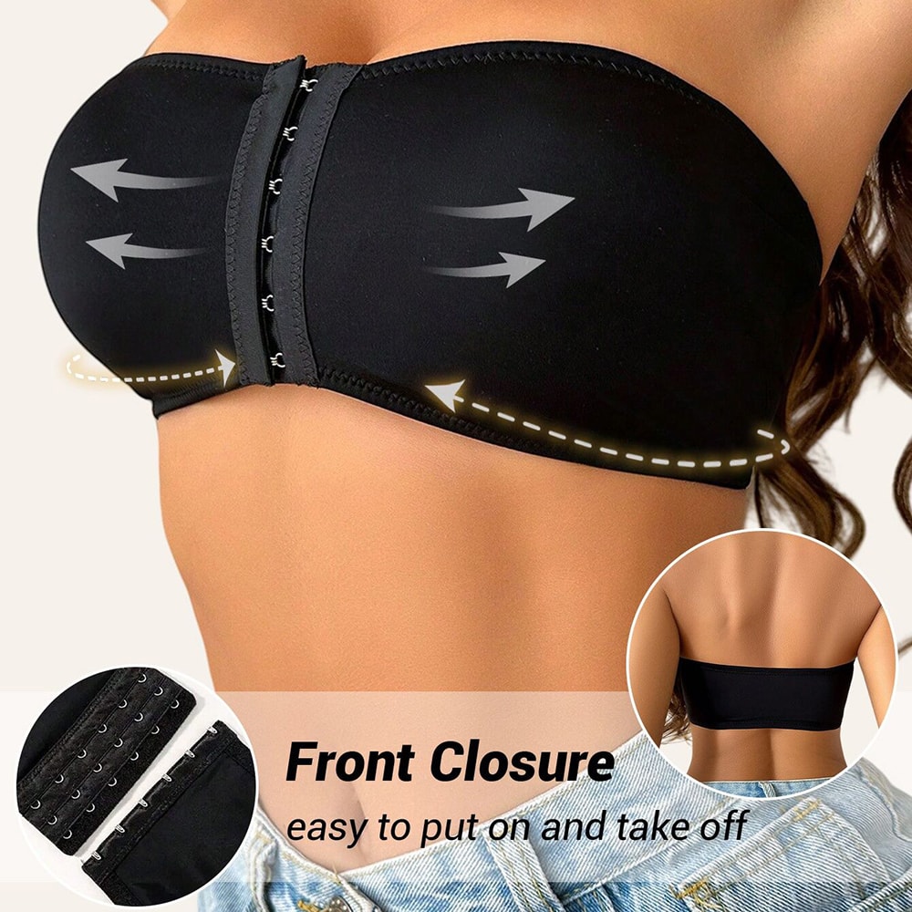 CurveLift Front Closure Strapless Push Up Bra For Plus Size Women 2