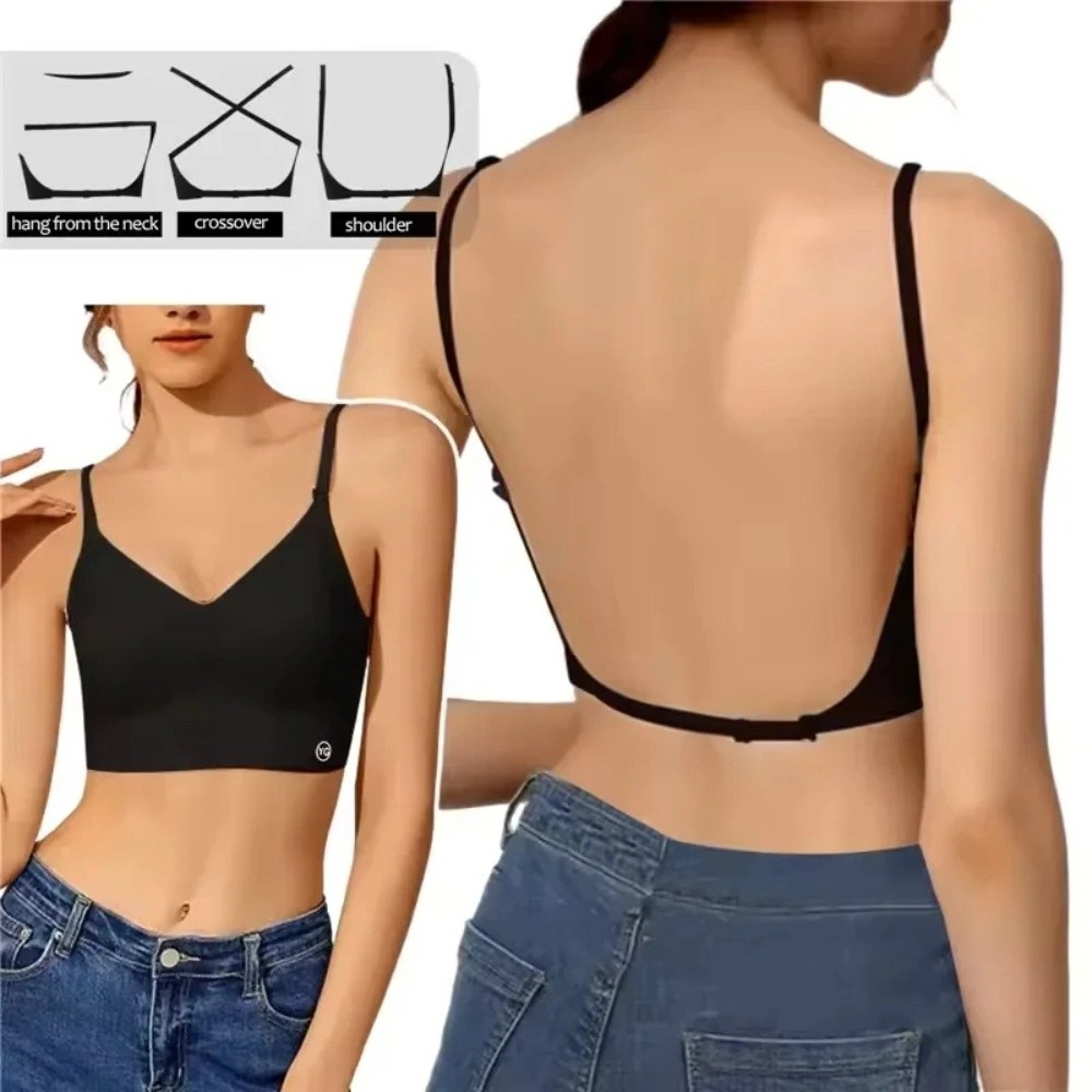 Invisible U Plunge Backless Bra for Deep Neck Dresses Wireless Seamless Support
