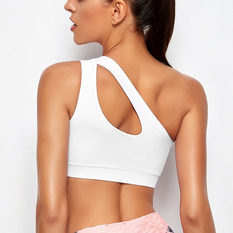 One-Shoulder Push Up Sports Bra for Yoga, Running & Fitness
