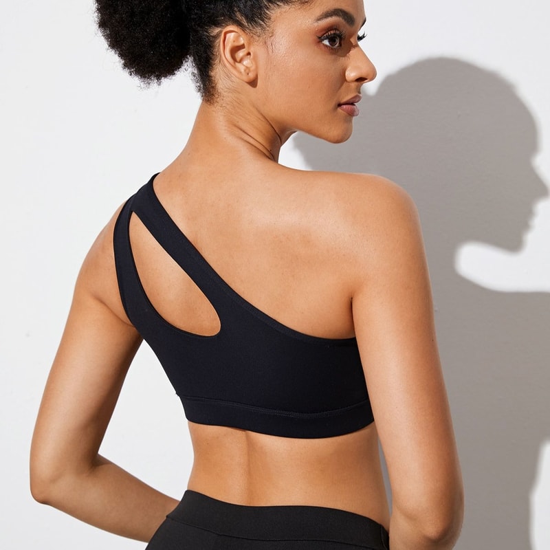 One-Shoulder Push Up Sports Bra for Yoga, Running & Fitness