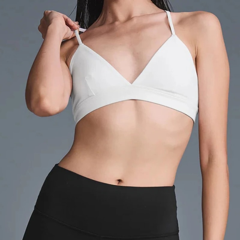 Naked Feel Strappy Sports Bra for Women – Criss Cross Back Padded Yoga Workout Bra