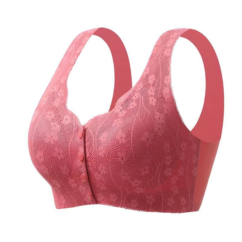 Plus Size Front Closure Lace Wireless Bra Comfortable Seamless Bralette 6