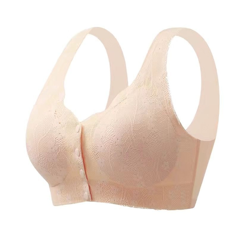 Plus Size Front Closure Lace Wireless Bra Comfortable Seamless Bralette 7