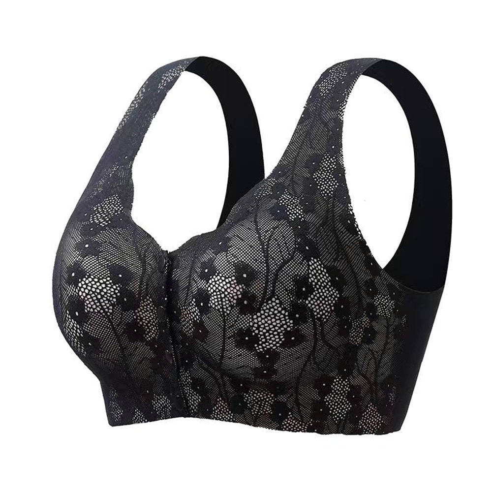 Plus Size Front Closure Lace Wireless Bra Comfortable Seamless Bralette 9