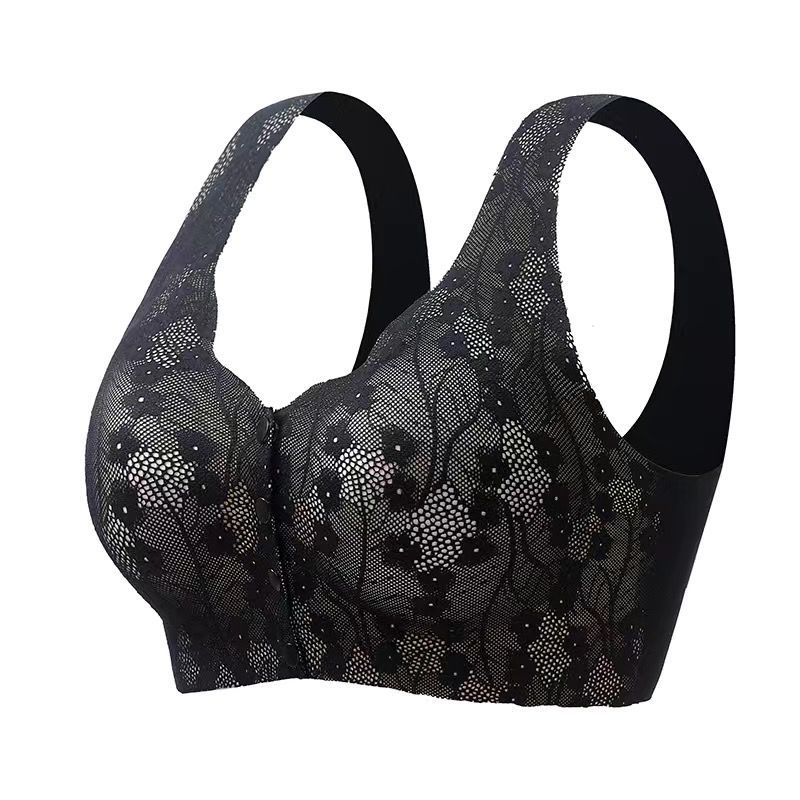 Plus Size Front Closure Lace Wireless Bra Comfortable Seamless Bralette 9